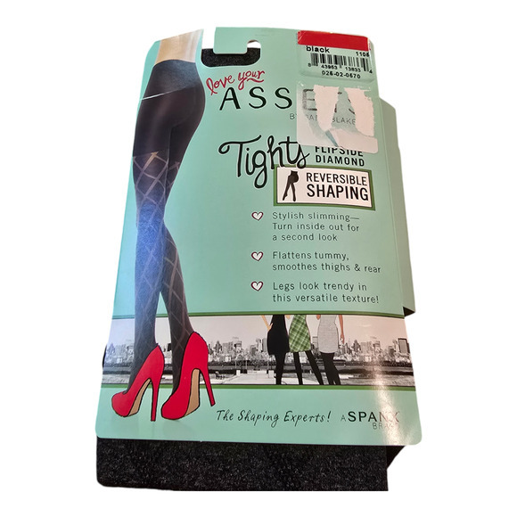 Spanx Love Your Assets Tights Size‎ 1 Black Flipside Diamond Reversible Shaping - Picture 1 of 2